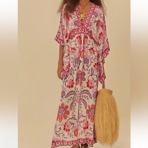 FARM Rio Vibrant Pink and Purple Floral Maxi Dress
